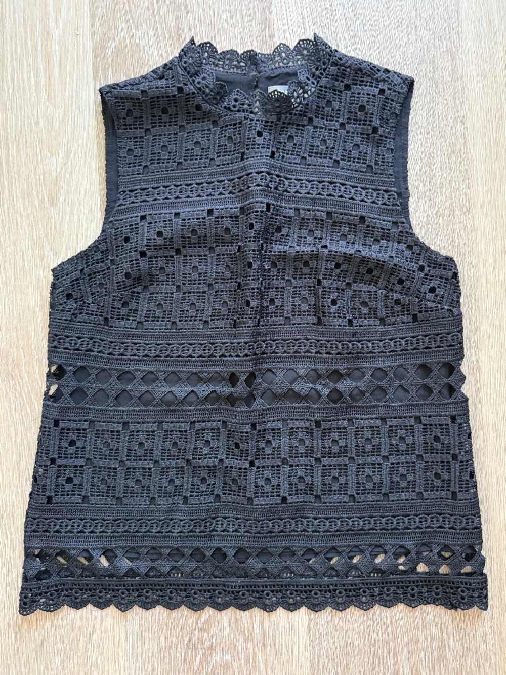 Anthropologie Lourdes Black Lace Sleeveless Top - XS